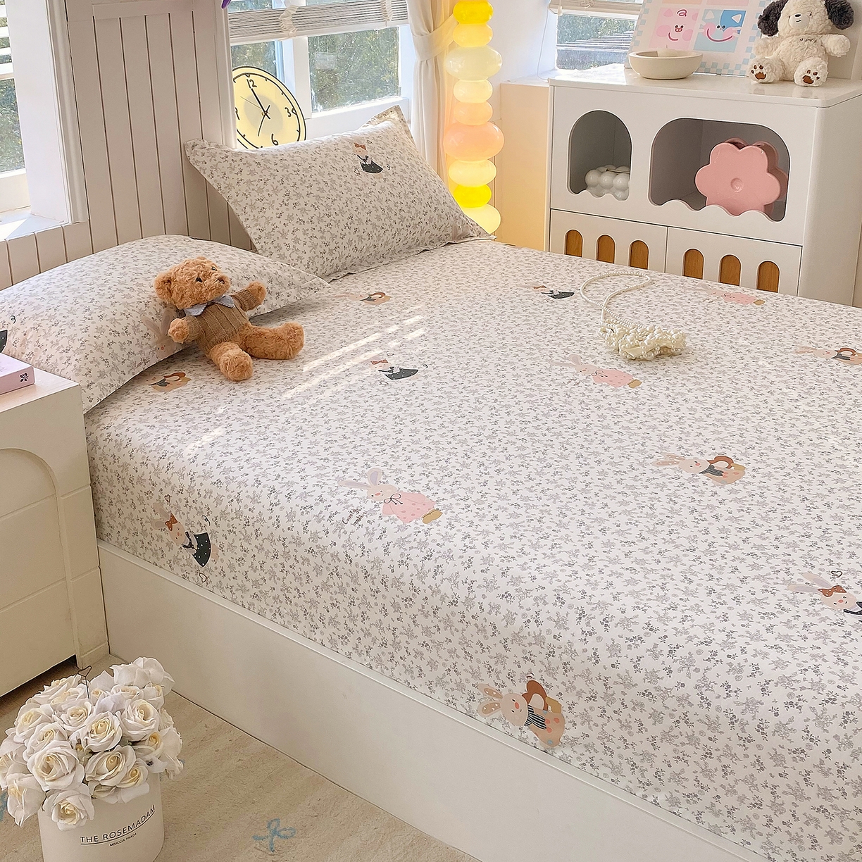 91家纺网 家纺一手货源 找家纺 金丝兔 2026新款纯棉印花单品床笠系列 吉吉兔