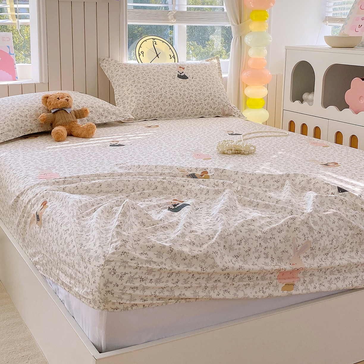 91家纺网 家纺一手货源 找家纺 金丝兔 2026新款纯棉印花单品床笠系列 吉吉兔