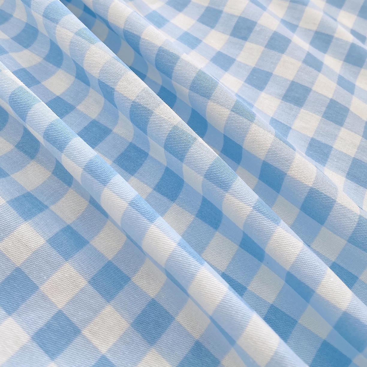 91家纺网 家纺一手货源 找家纺 金丝兔 2026新款纯棉印花单品床笠系列 蓝小格