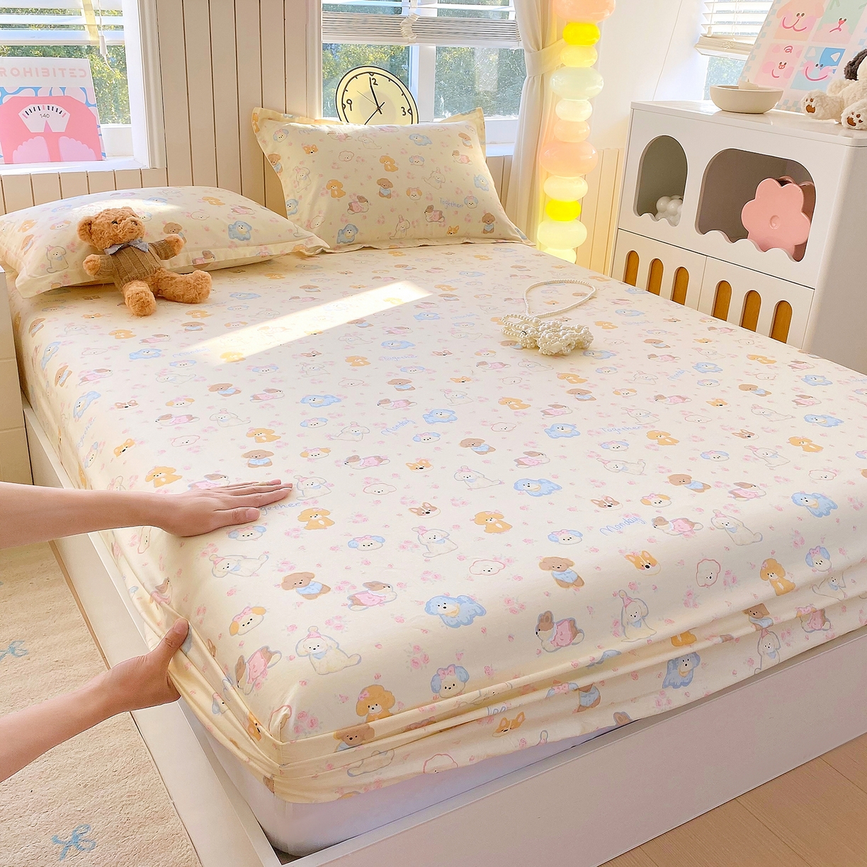 金丝兔 2026新款纯棉印花单品床笠系列 萌宠乐园