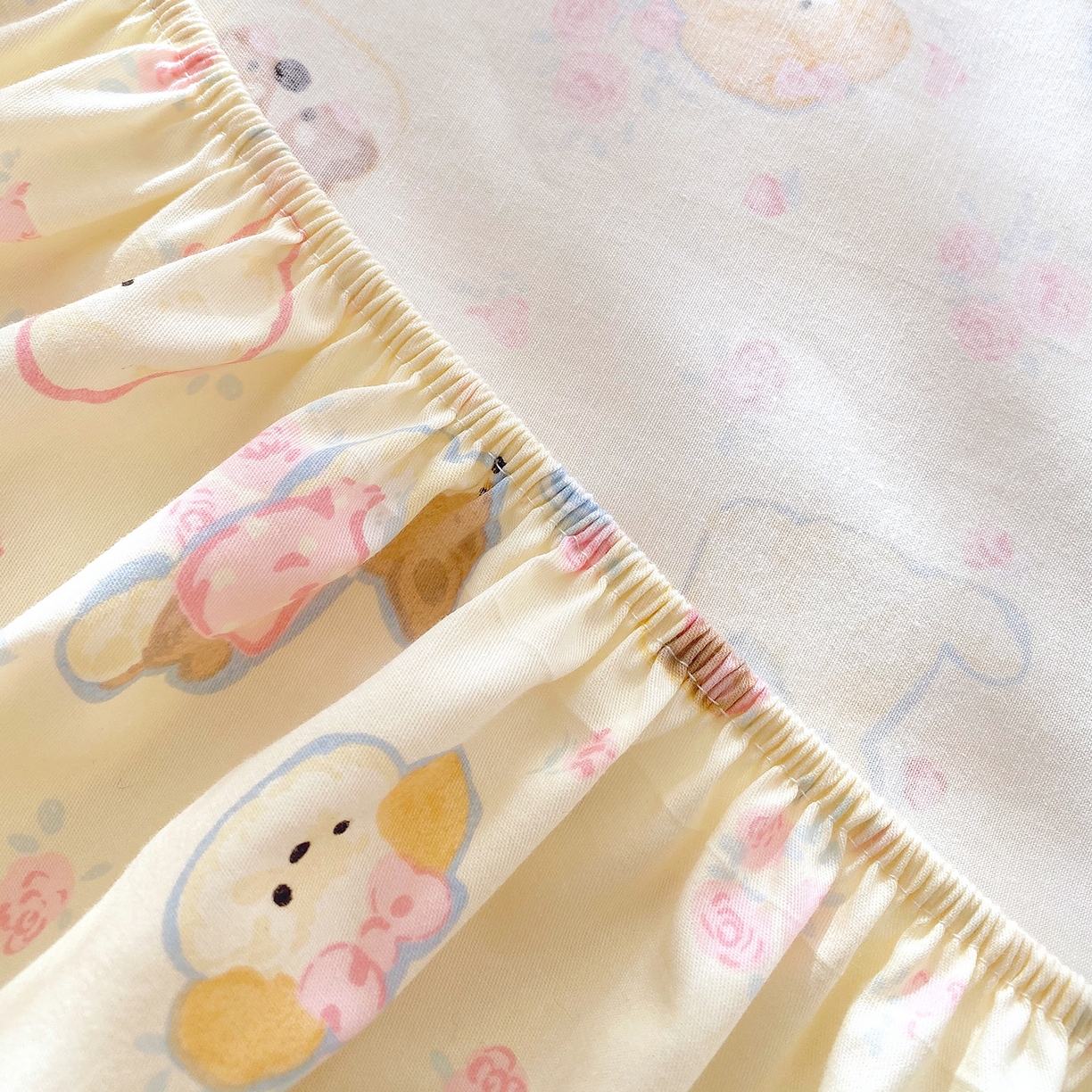 91家纺网 家纺一手货源 找家纺 金丝兔 2026新款纯棉印花单品床笠系列 萌宠乐园