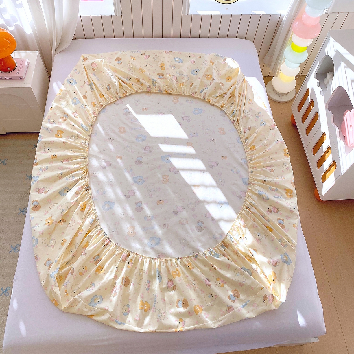 91家纺网 家纺一手货源 找家纺 金丝兔 2026新款纯棉印花单品床笠系列 萌宠乐园