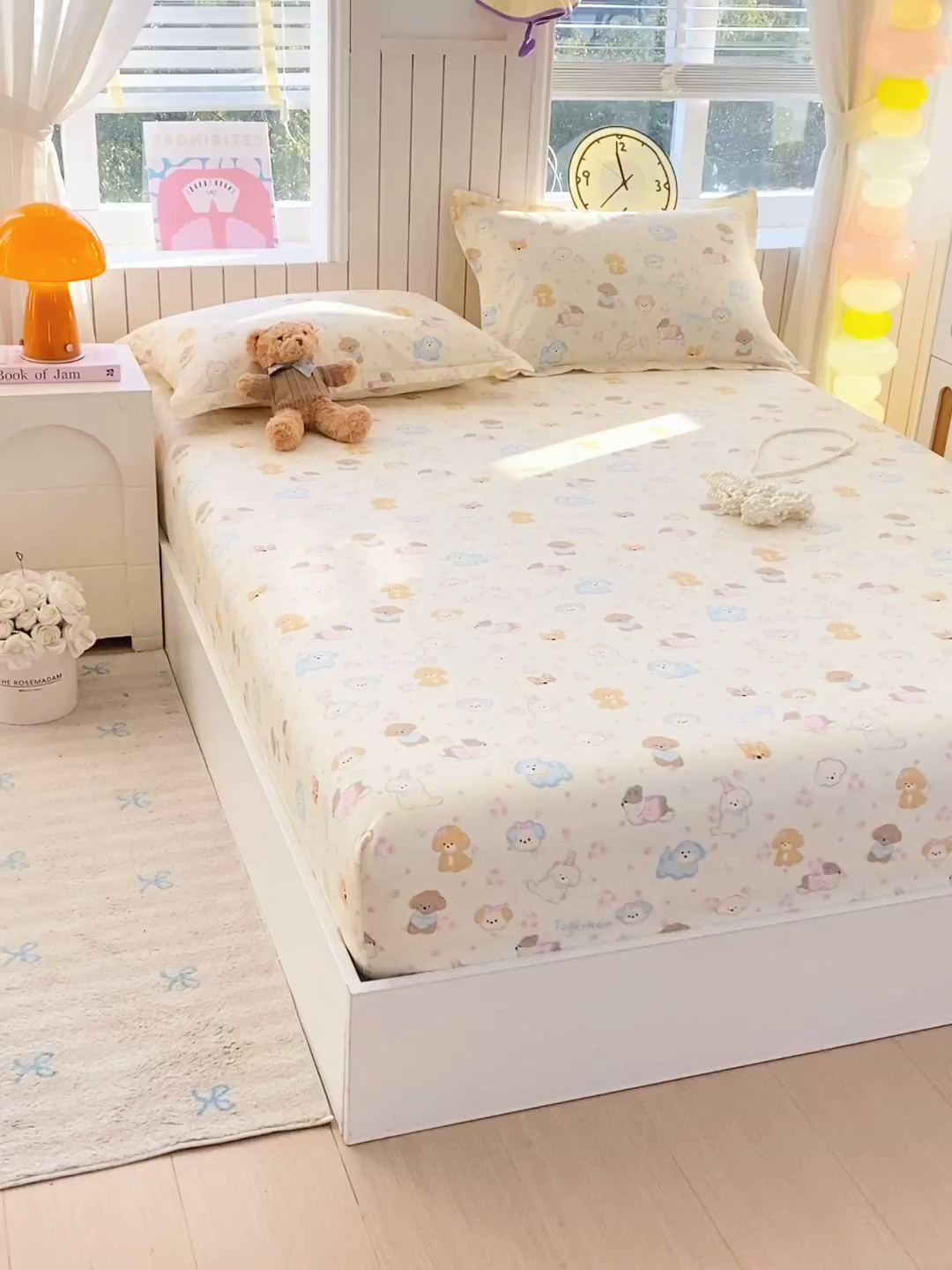 91家纺网 家纺一手货源 找家纺 金丝兔 2026新款纯棉印花单品床笠系列 萌宠乐园