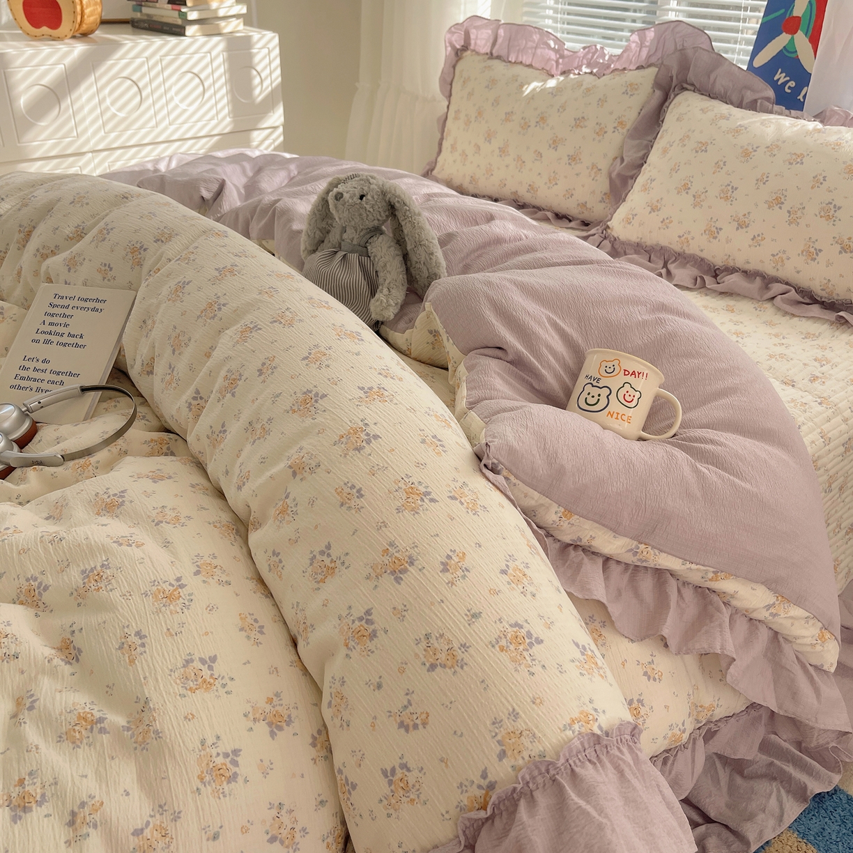 韩都家居 2026新款云感双层纱床盖四件套 赫本夏朵