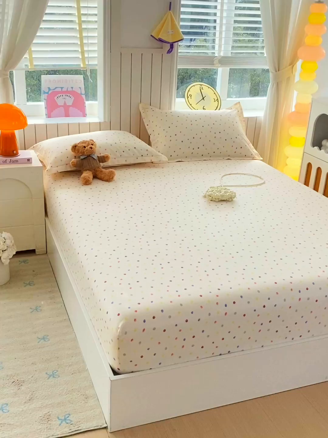 91家纺网 家纺一手货源 找家纺 金丝兔 2026新款纯棉印花单品床笠系列 奶油波点