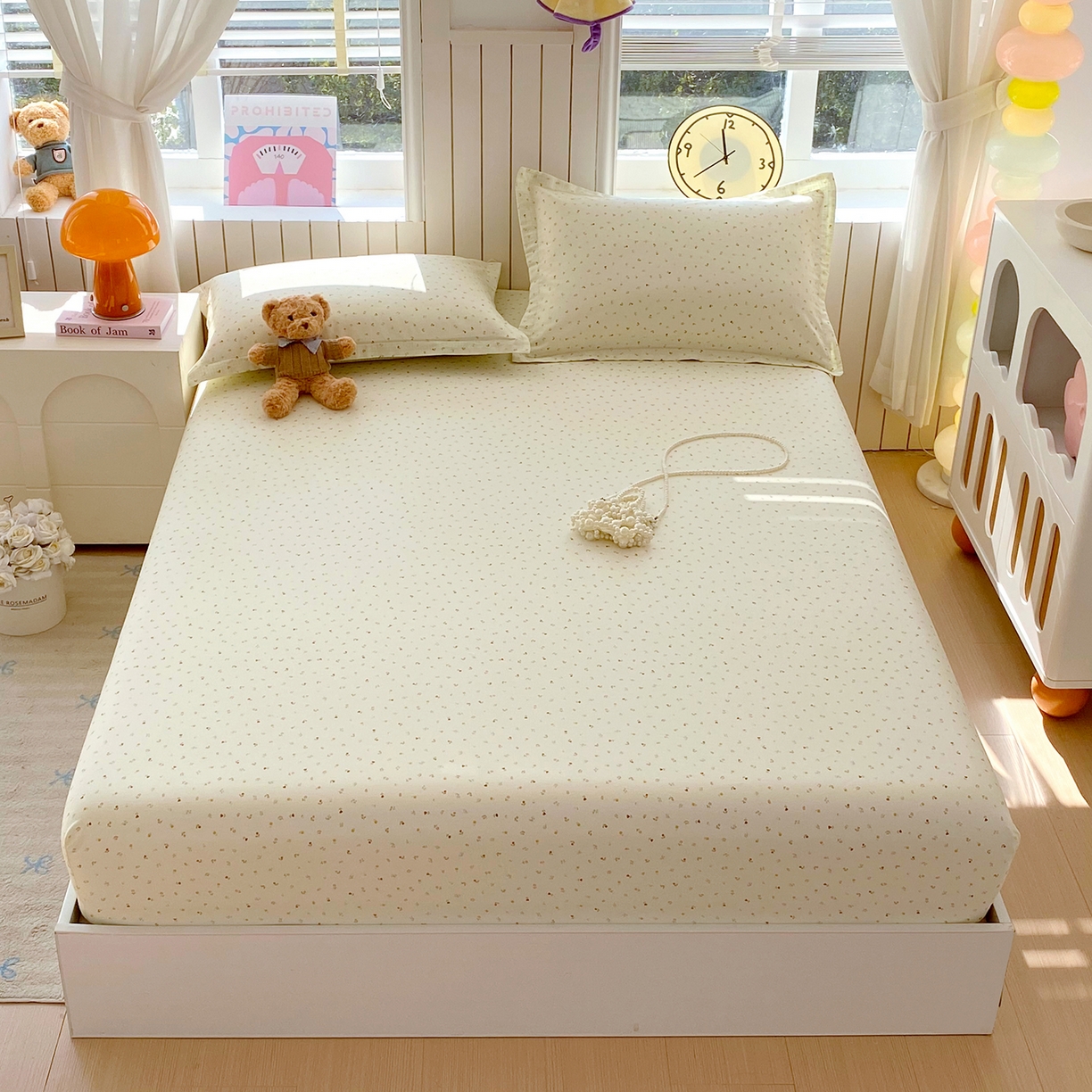 91家纺网 家纺一手货源 找家纺 金丝兔 2026新款纯棉印花单品床笠系列 泡芙小花