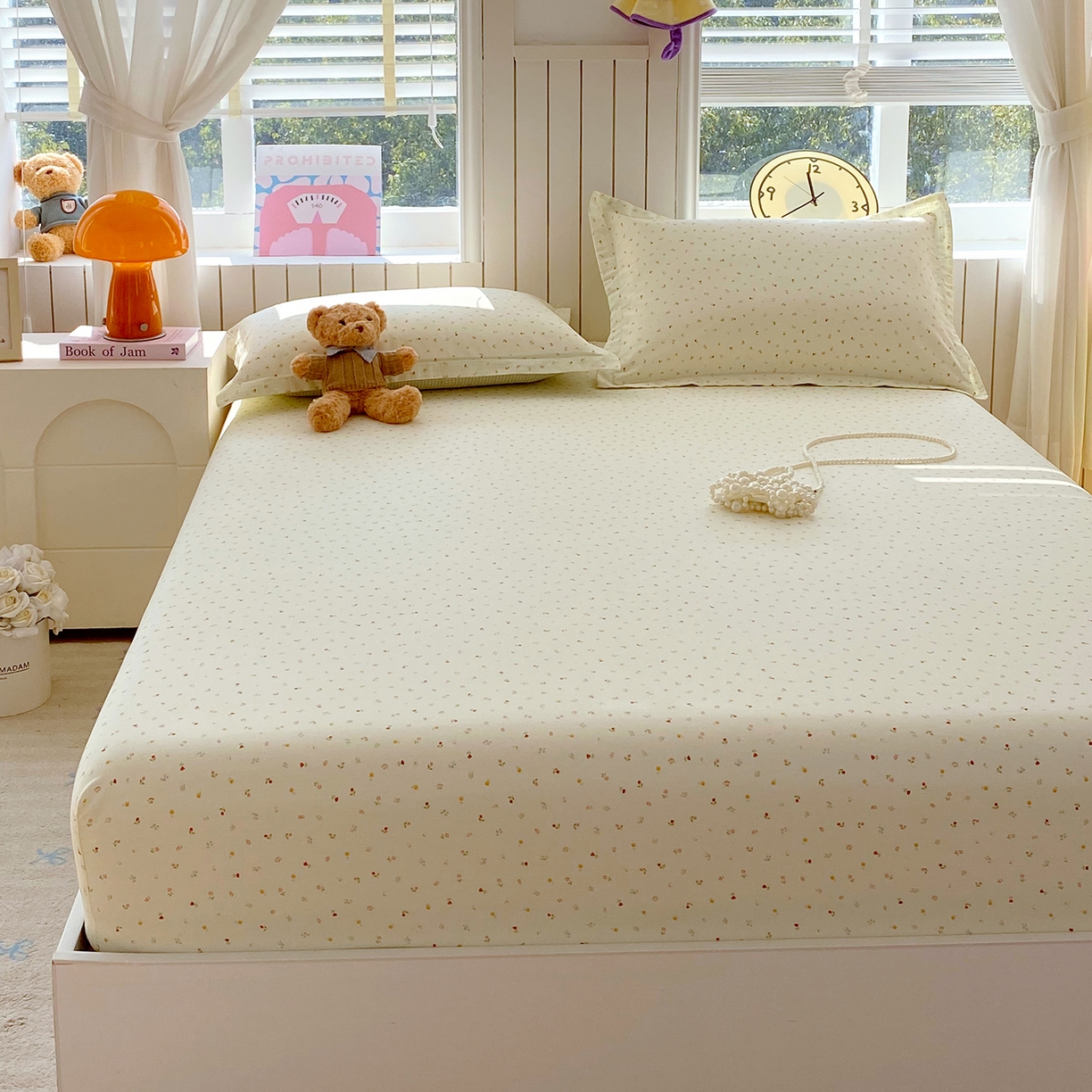 91家纺网 家纺一手货源 找家纺 金丝兔 2026新款纯棉印花单品床笠系列 泡芙小花