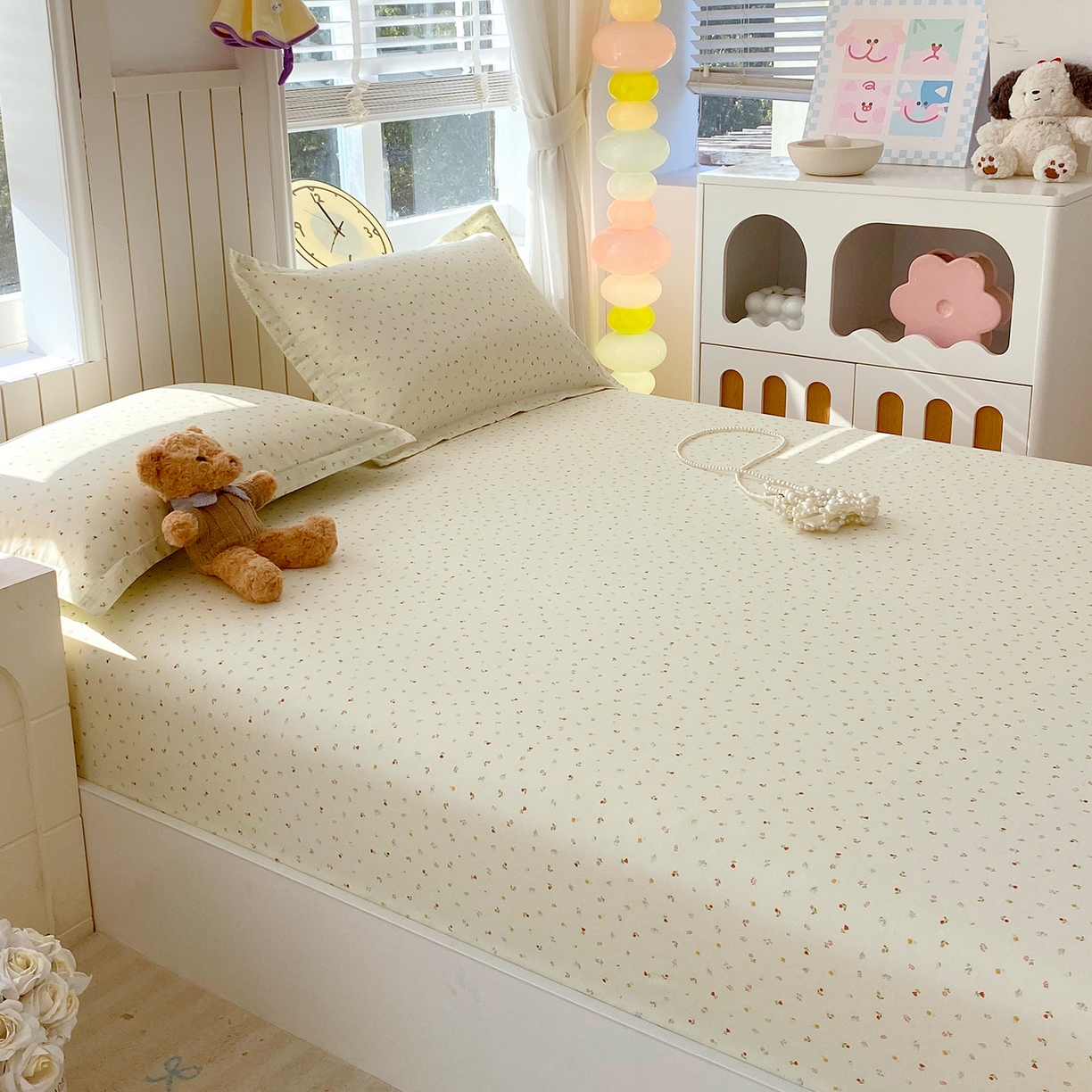 91家纺网 家纺一手货源 找家纺 金丝兔 2026新款纯棉印花单品床笠系列 泡芙小花