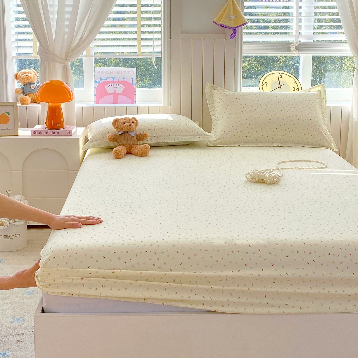 91家纺网 家纺一手货源 找家纺 金丝兔 2026新款纯棉印花单品床笠系列 泡芙小花