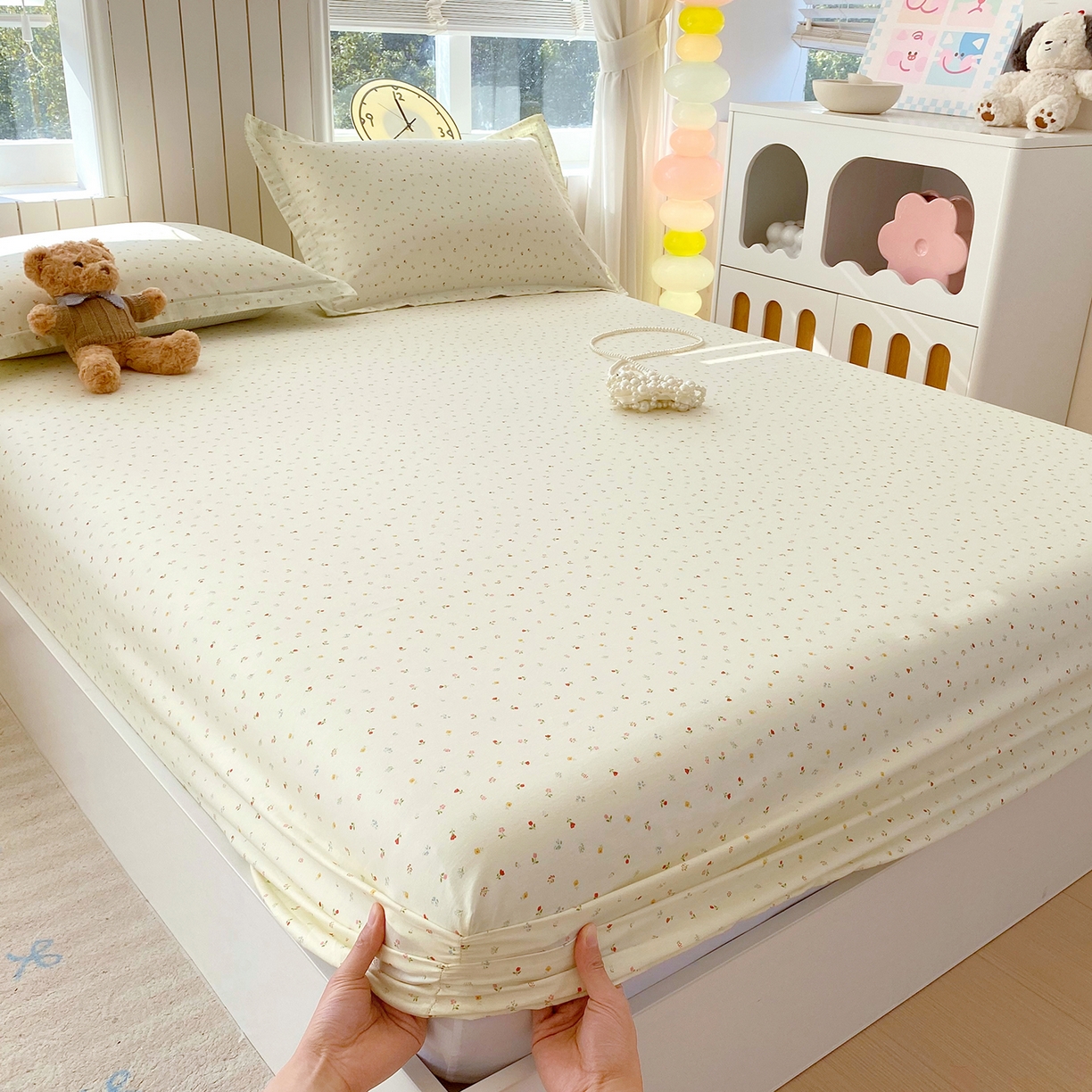 91家纺网 家纺一手货源 找家纺 金丝兔 2026新款纯棉印花单品床笠系列 泡芙小花