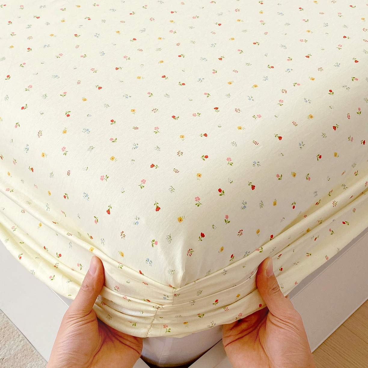 91家纺网 家纺一手货源 找家纺 金丝兔 2026新款纯棉印花单品床笠系列 泡芙小花