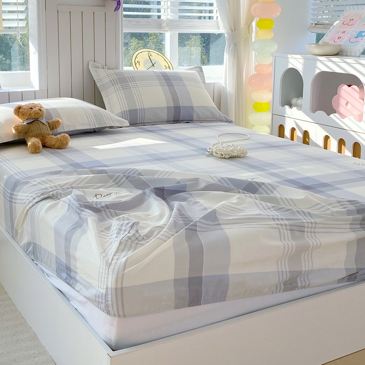 91家纺网 家纺一手货源 找家纺 金丝兔 2026新款纯棉印花单品床笠系列 浅念格