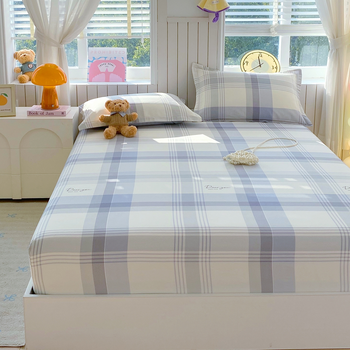 91家纺网 家纺一手货源 找家纺 金丝兔 2026新款纯棉印花单品床笠系列 浅念格