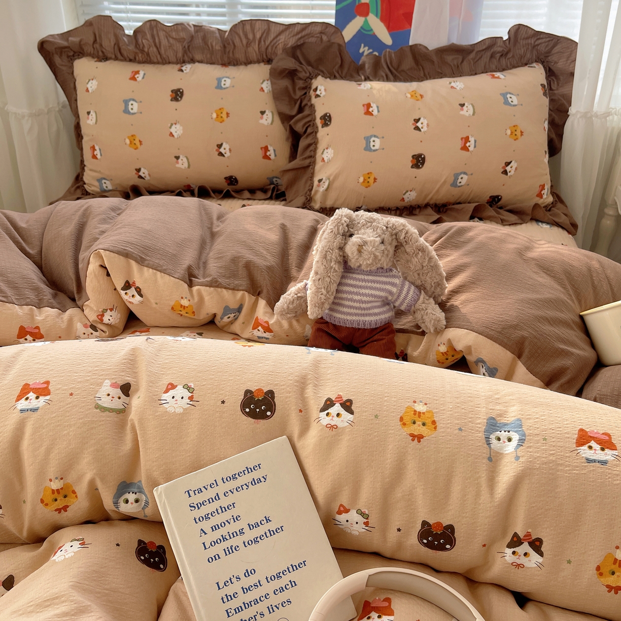 91家纺网 家纺一手货源 找家纺 韩都家居 2026新款云感双层纱床盖四件套 梦幻乐园