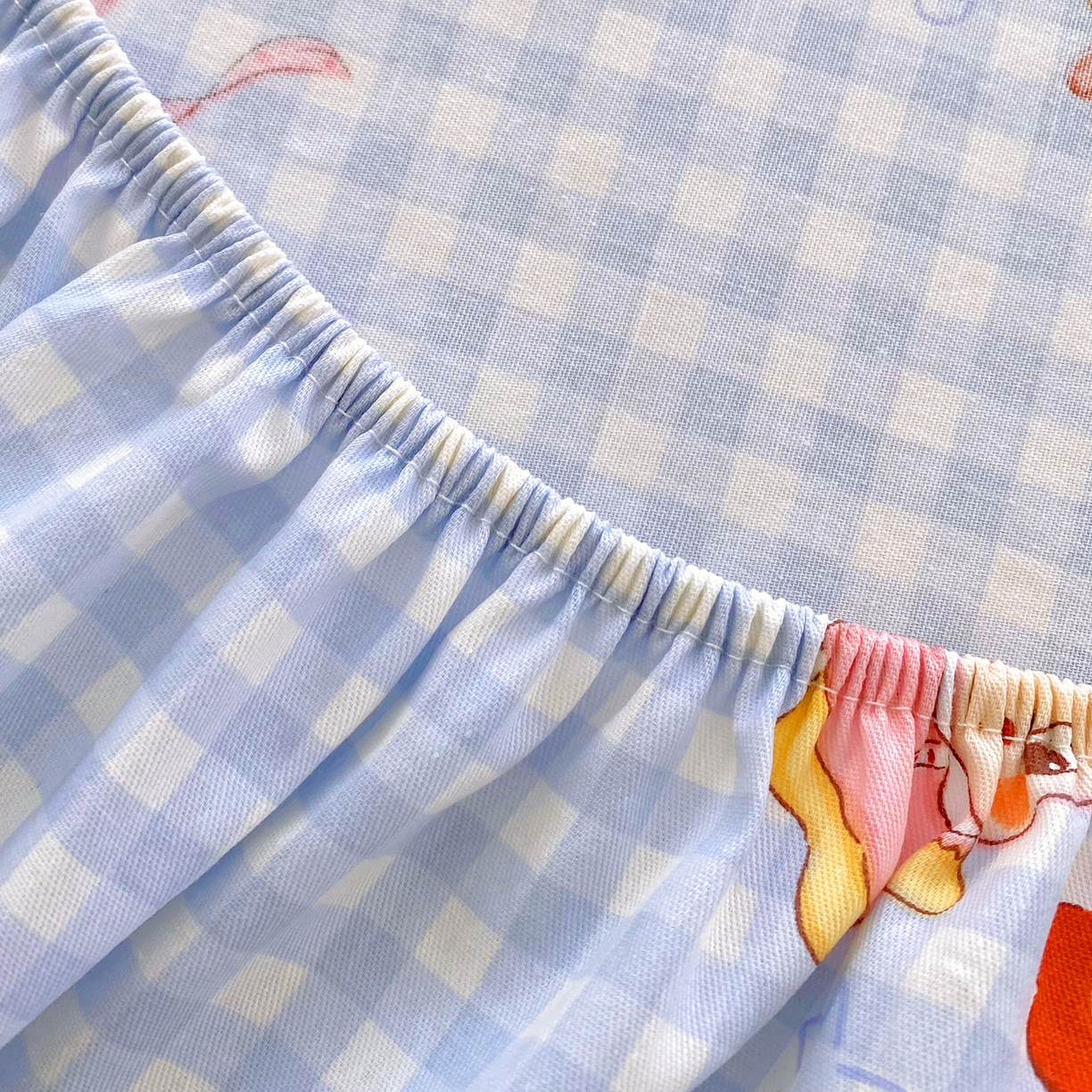 91家纺网 家纺一手货源 找家纺 金丝兔 2026新款纯棉印花单品床笠系列 甜梦精灵-蓝