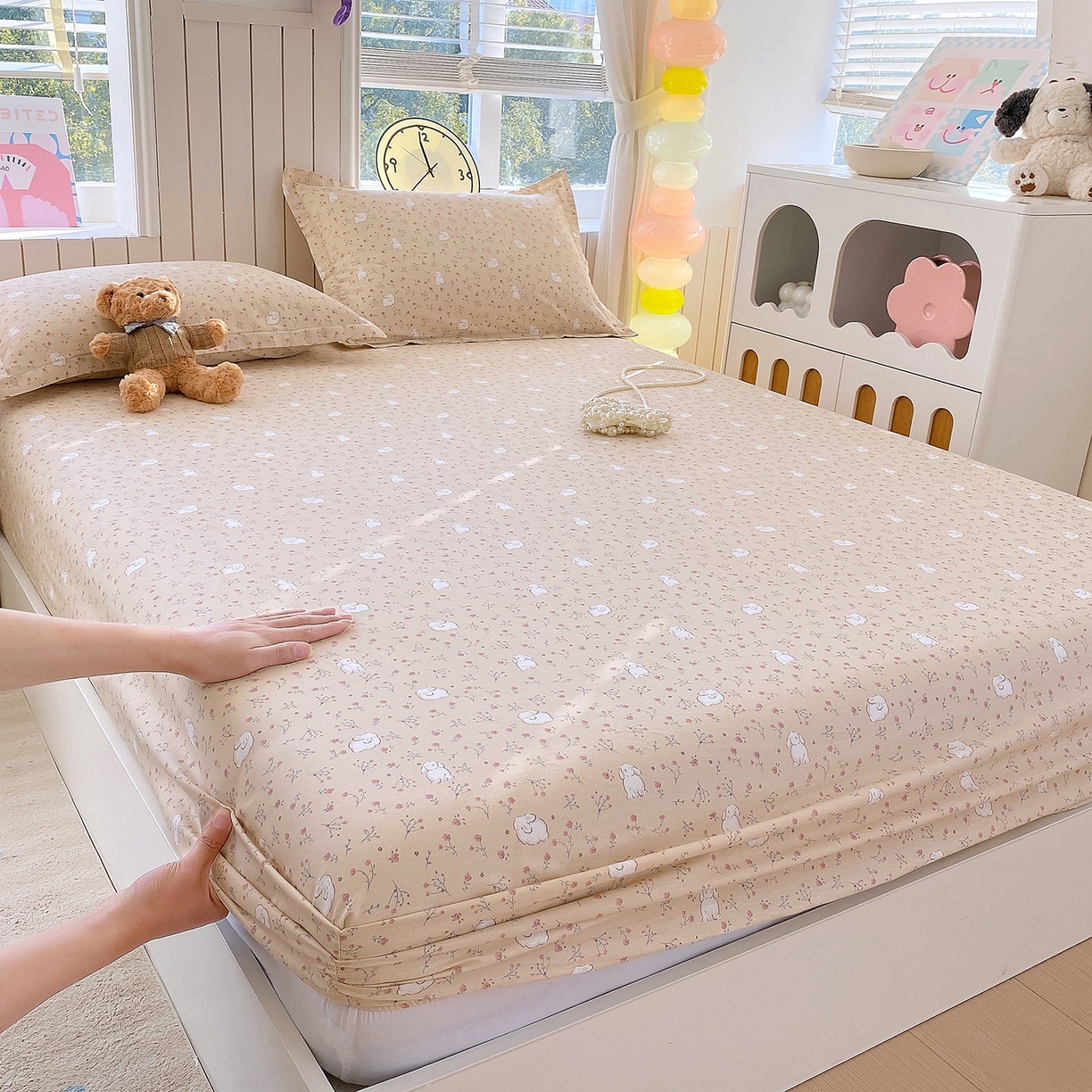 金丝兔 2026新款纯棉印花单品床笠系列 仙妮兔