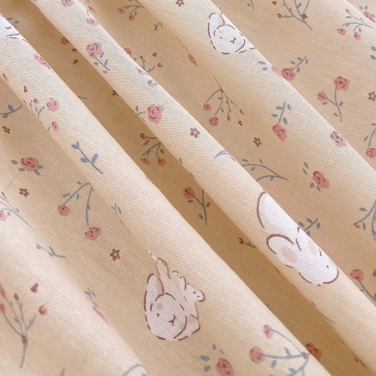 91家纺网 家纺一手货源 找家纺 金丝兔 2026新款纯棉印花单品床笠系列 仙妮兔