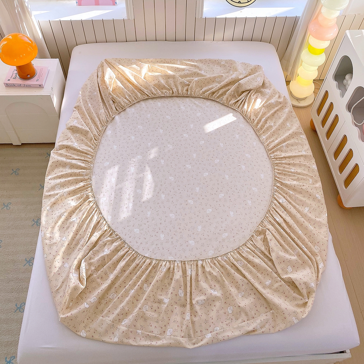 91家纺网 家纺一手货源 找家纺 金丝兔 2026新款纯棉印花单品床笠系列 仙妮兔