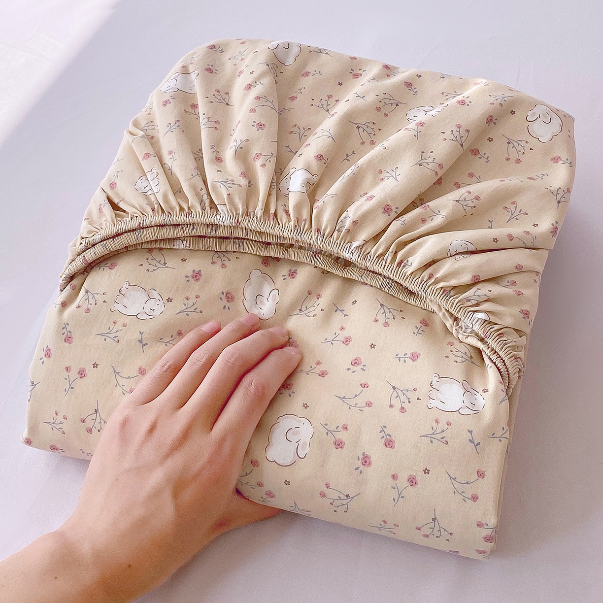 91家纺网 家纺一手货源 找家纺 金丝兔 2026新款纯棉印花单品床笠系列 仙妮兔