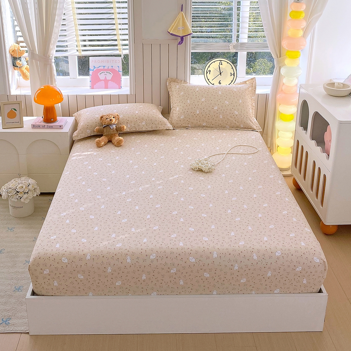 91家纺网 家纺一手货源 找家纺 金丝兔 2026新款纯棉印花单品床笠系列 仙妮兔