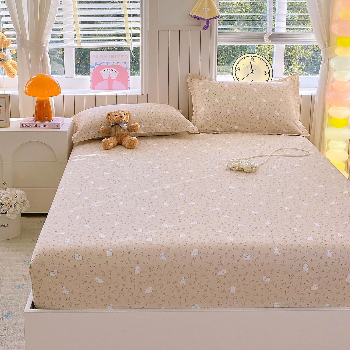 91家纺网 家纺一手货源 找家纺 金丝兔 2026新款纯棉印花单品床笠系列 仙妮兔