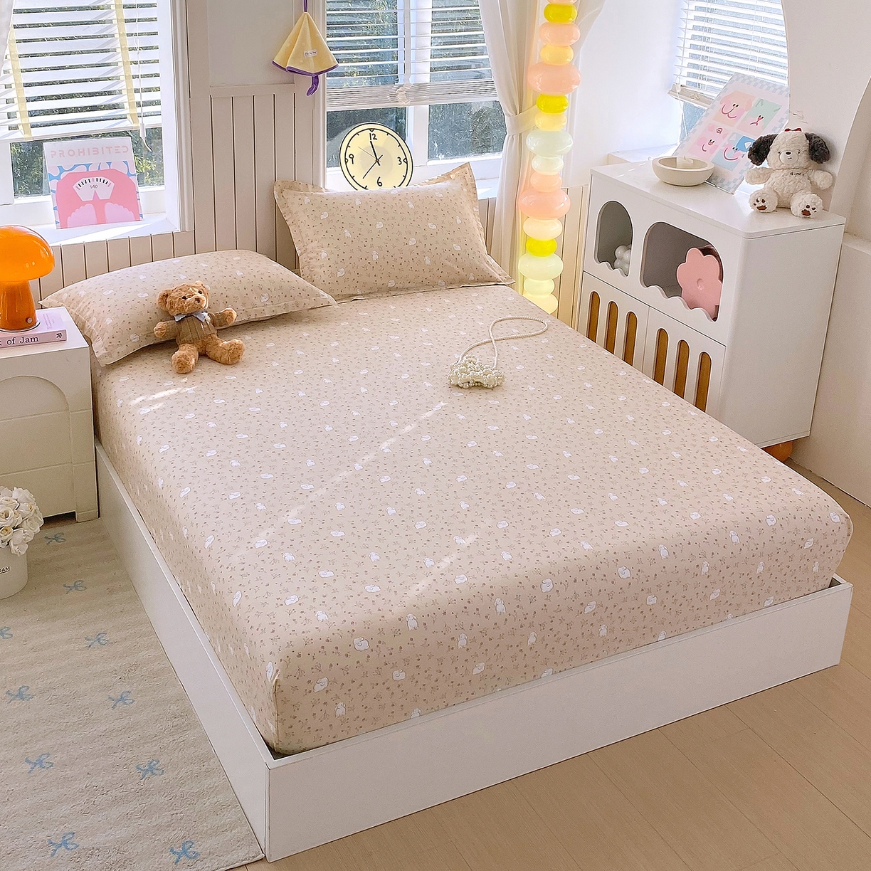 91家纺网 家纺一手货源 找家纺 金丝兔 2026新款纯棉印花单品床笠系列 仙妮兔