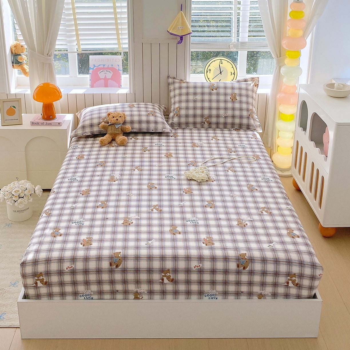 91家纺网 家纺一手货源 找家纺 金丝兔 2026新款纯棉印花单品床笠系列 星点漫语