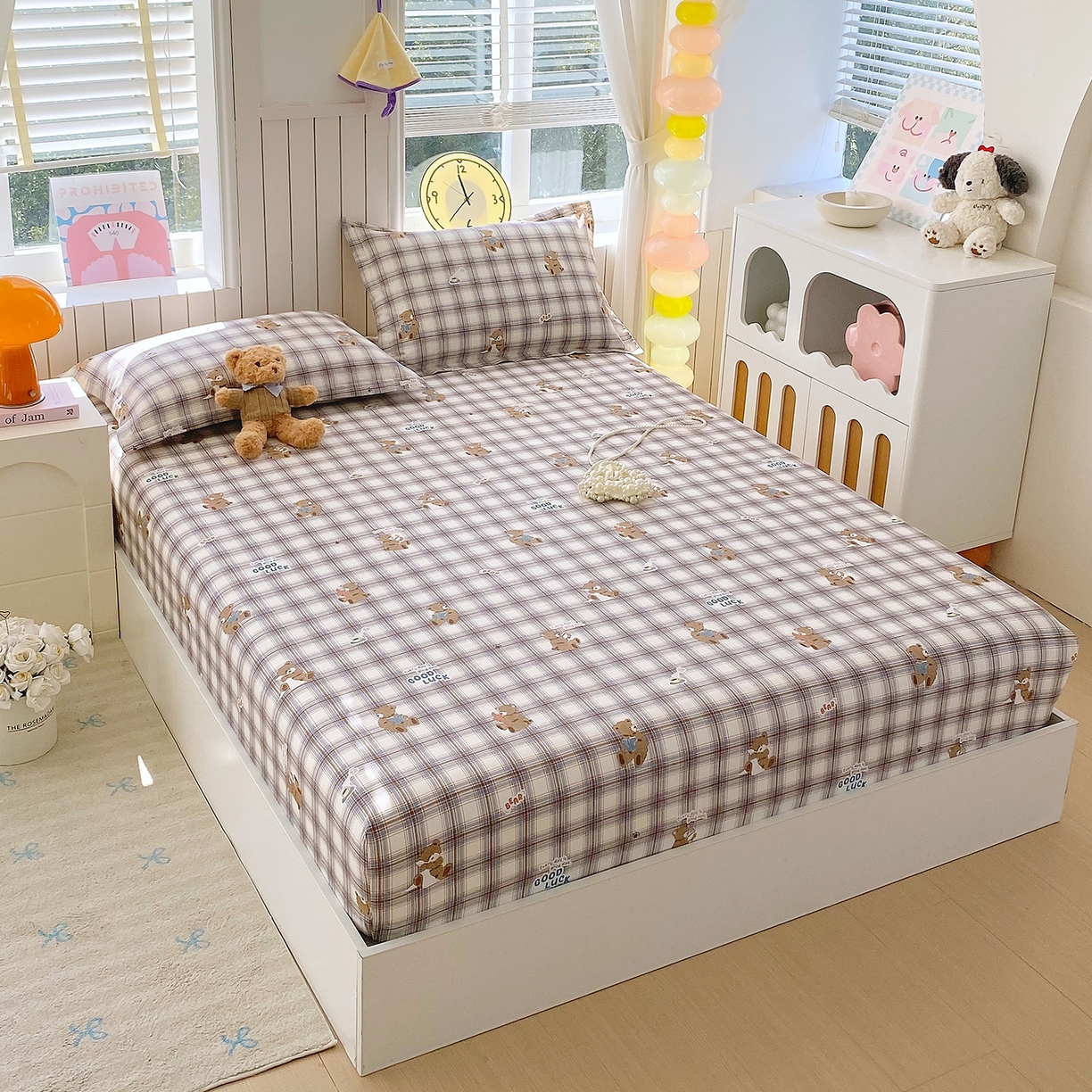 91家纺网 家纺一手货源 找家纺 金丝兔 2026新款纯棉印花单品床笠系列 星点漫语