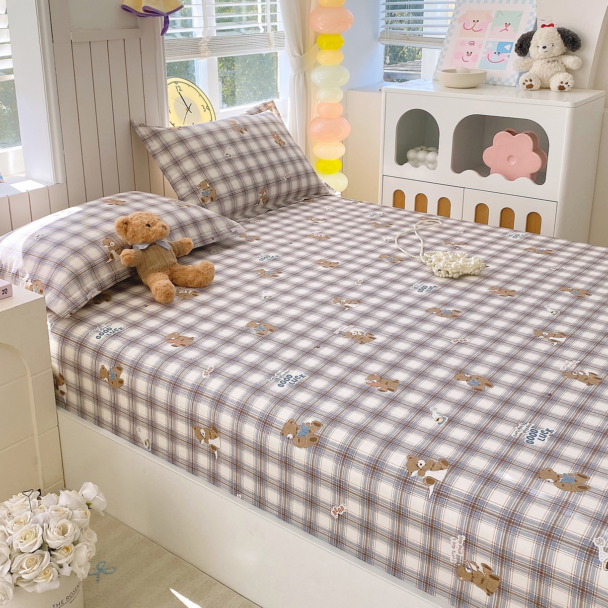 91家纺网 家纺一手货源 找家纺 金丝兔 2026新款纯棉印花单品床笠系列 星点漫语