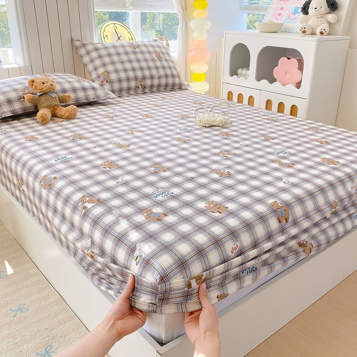 91家纺网 家纺一手货源 找家纺 金丝兔 2026新款纯棉印花单品床笠系列 星点漫语