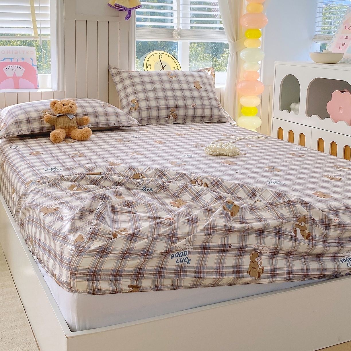 91家纺网 家纺一手货源 找家纺 金丝兔 2026新款纯棉印花单品床笠系列 星点漫语