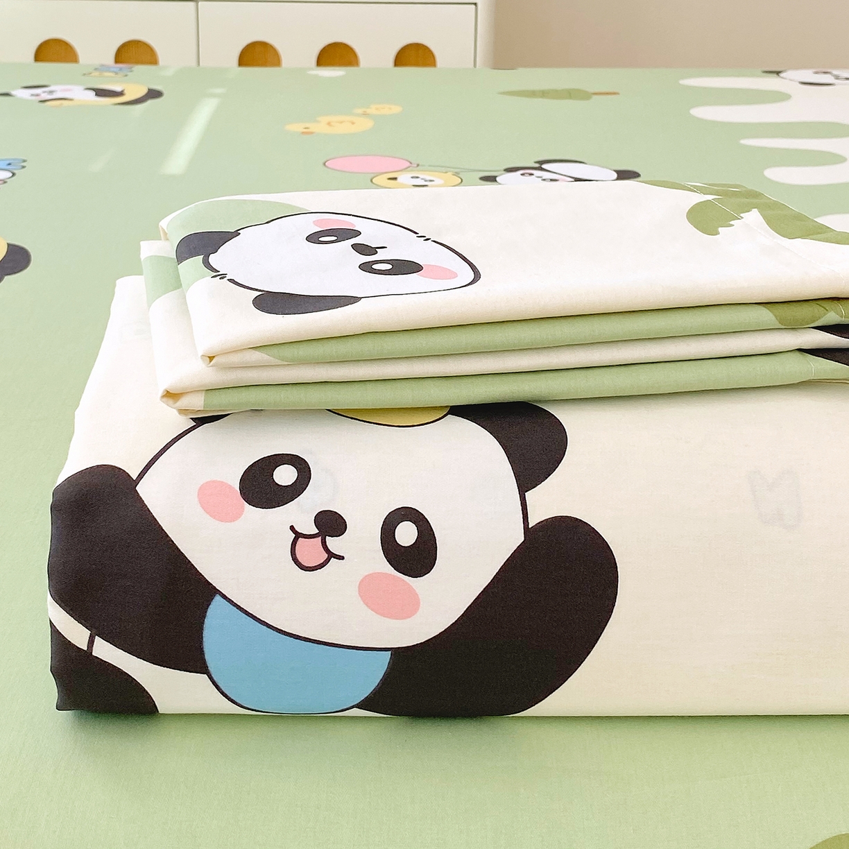 91家纺网 家纺一手货源 找家纺 金丝兔 2026新款纯棉印花单品床笠系列 熊猫鸭鸭