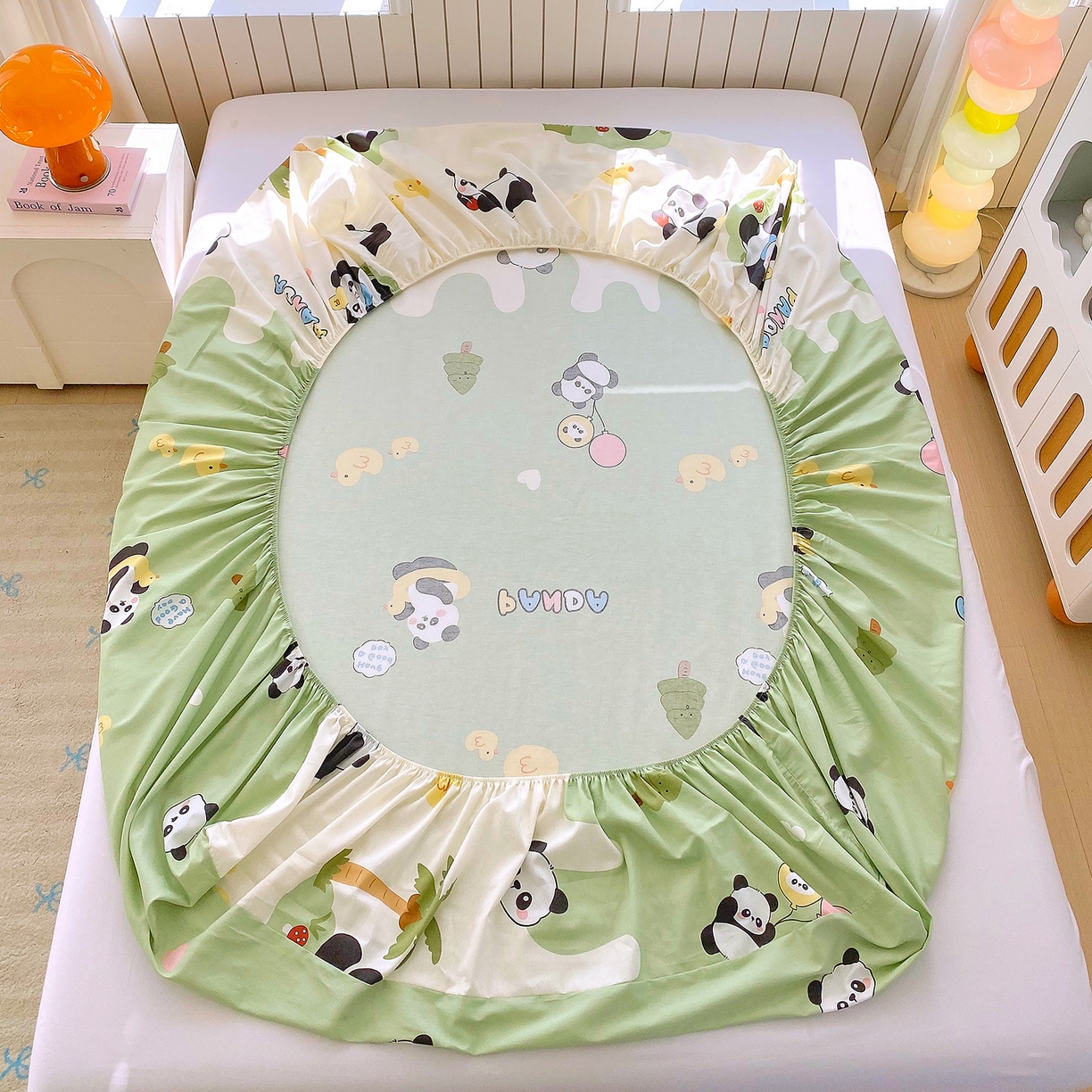 91家纺网 家纺一手货源 找家纺 金丝兔 2026新款纯棉印花单品床笠系列 熊猫鸭鸭