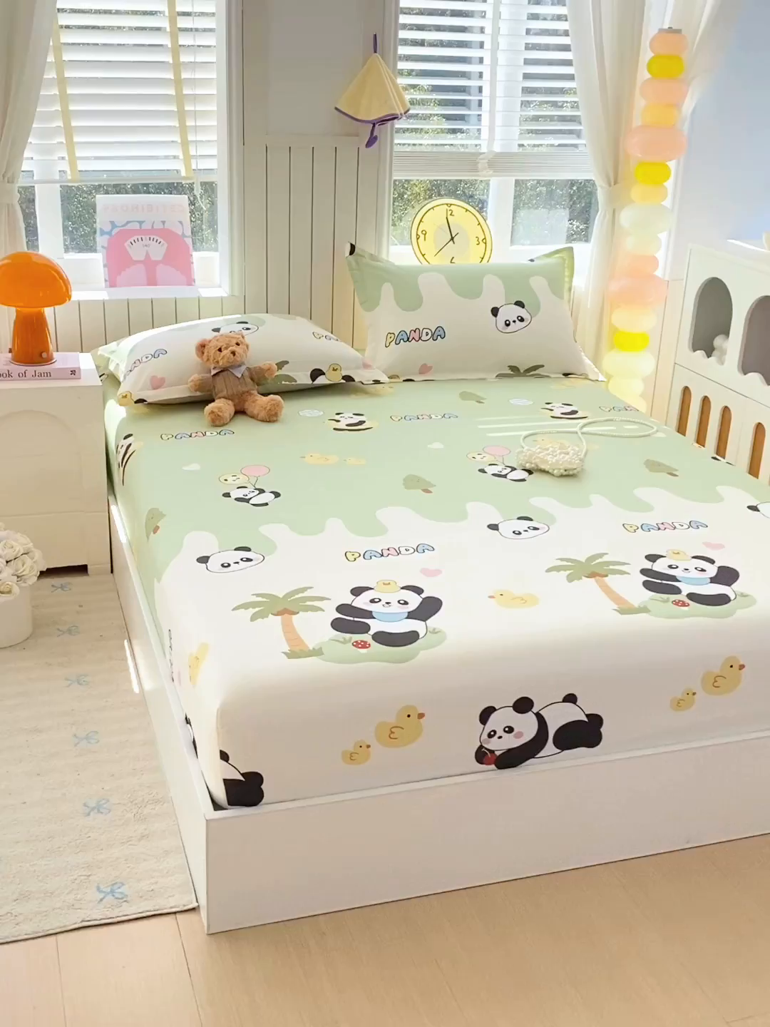 91家纺网 家纺一手货源 找家纺 金丝兔 2026新款纯棉印花单品床笠系列 熊猫鸭鸭