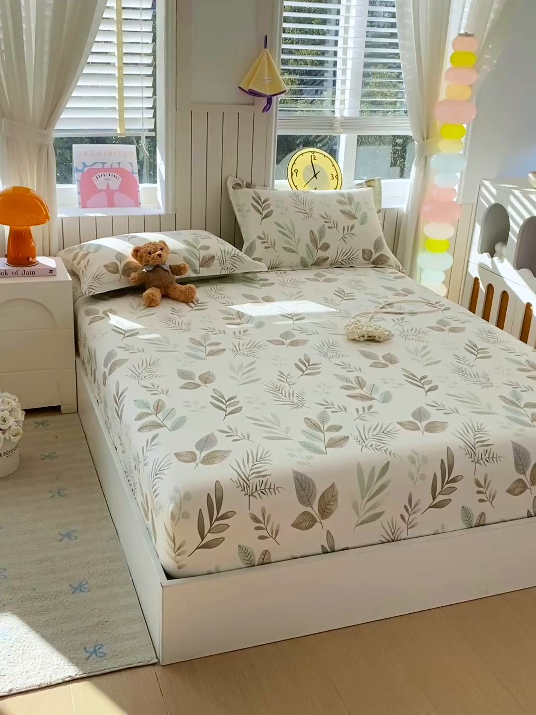 91家纺网 家纺一手货源 找家纺 金丝兔 2026新款纯棉印花单品床笠系列 叶语-绿