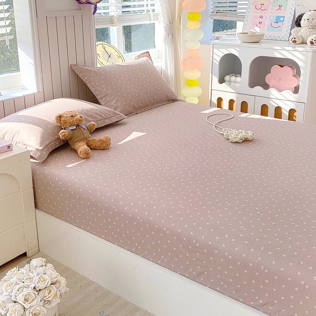 91家纺网 家纺一手货源 找家纺 金丝兔 2026新款纯棉印花单品床笠系列 樱桃-粉