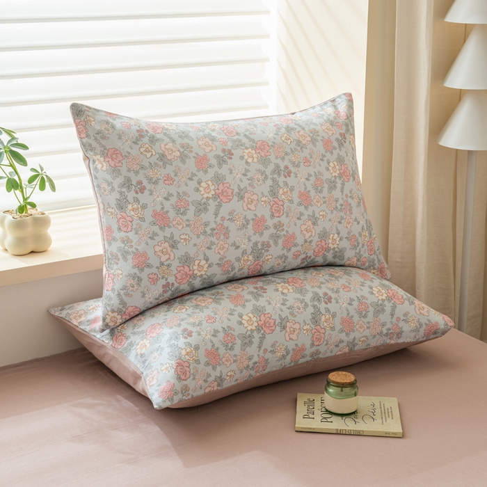 91家纺网 家纺一手货源 找家纺 雯雨家纺 2026新款A类全棉有氧双层纱单枕套 全棉双层纱枕套-香水繁花-兰