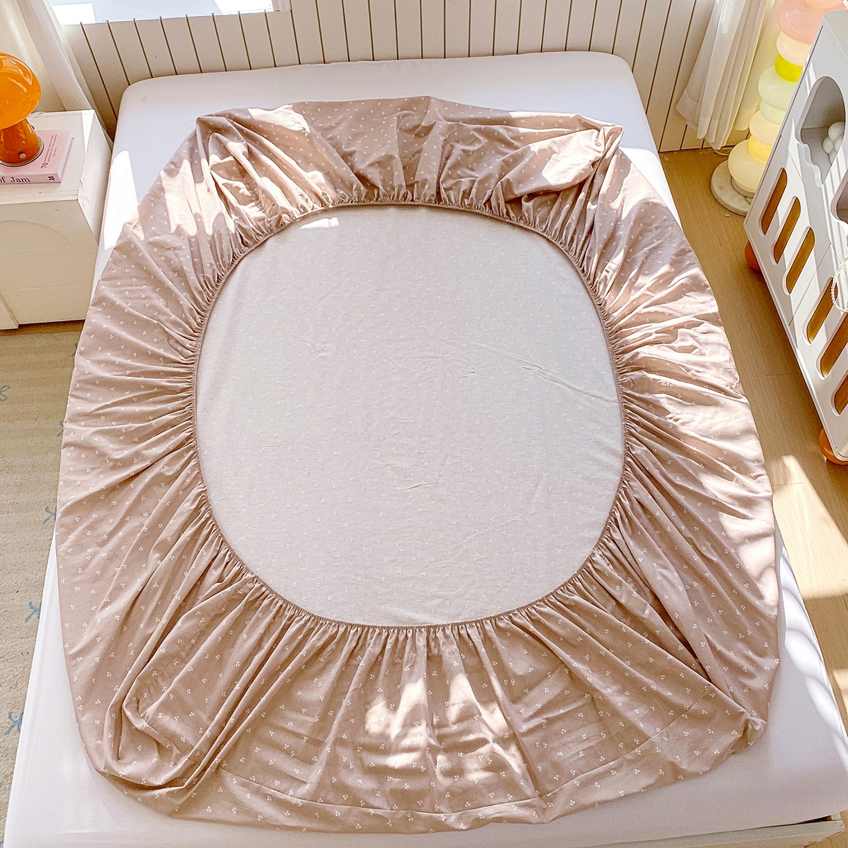 91家纺网 家纺一手货源 找家纺 金丝兔 2026新款纯棉印花单品床笠系列 樱桃-粉