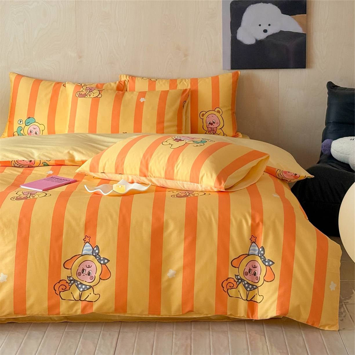 91家纺网 家纺一手货源 找家纺 （总）卧趣家纺 2026新款纯棉四件套高级100Pro全棉贡缎卡通四件套