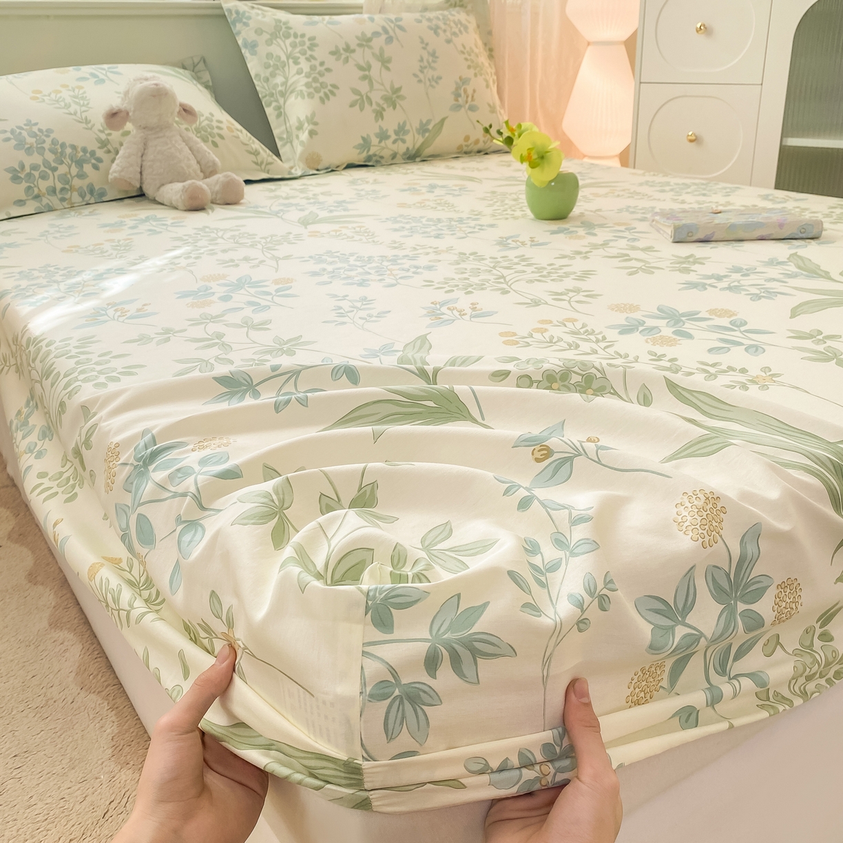 91家纺网 家纺一手货源 找家纺 （总）花梦欣 2026新款全棉印花单品系列-单床笠