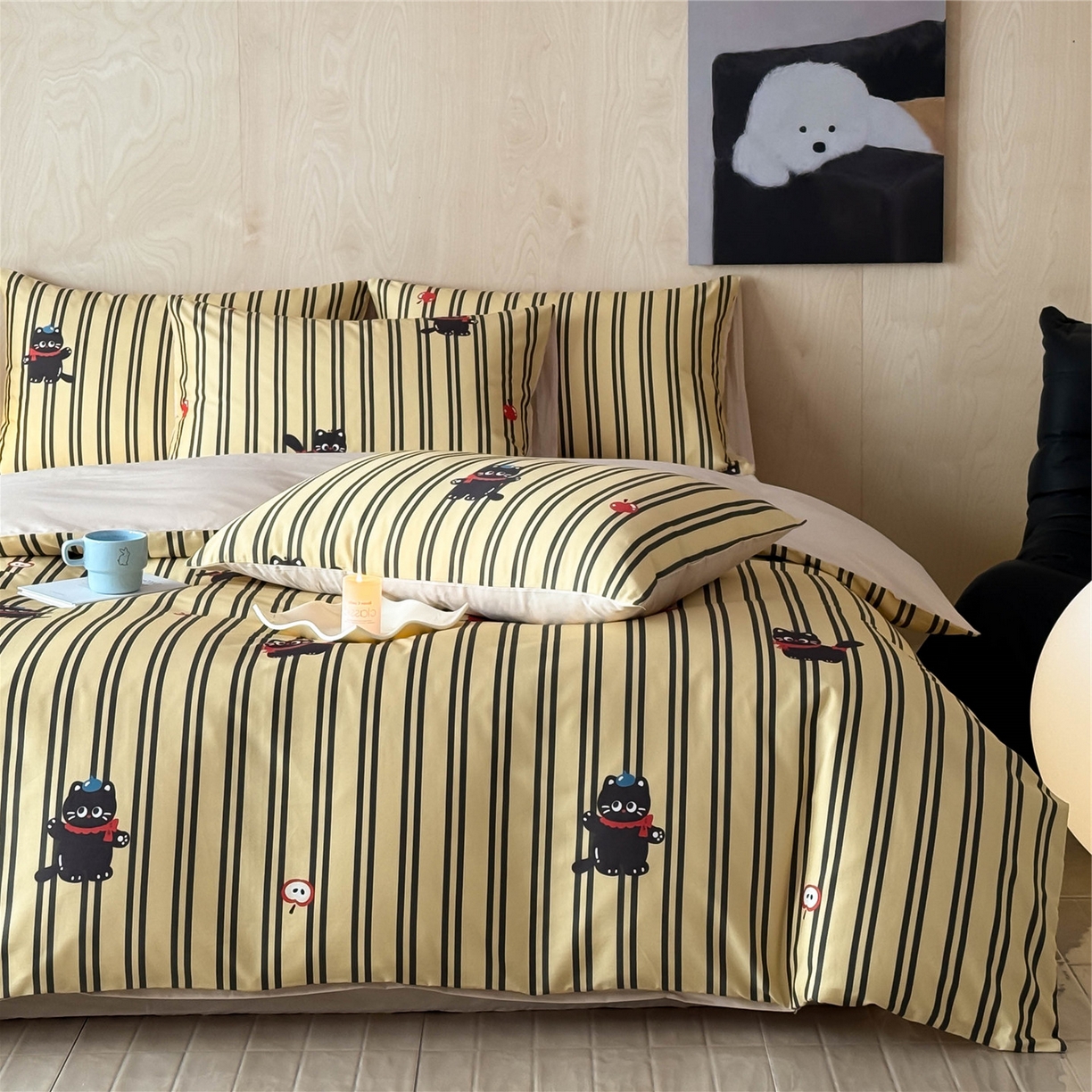 卧趣家纺 2026新款纯棉四件套高级100Pro全棉贡缎卡通四件套 甜心