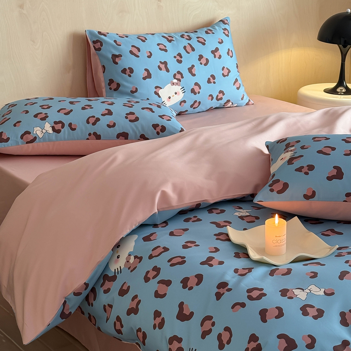 91家纺网 家纺一手货源 找家纺 卧趣家纺 2026新款纯棉四件套高级100Pro全棉贡缎卡通四件套 奥利奥-兰