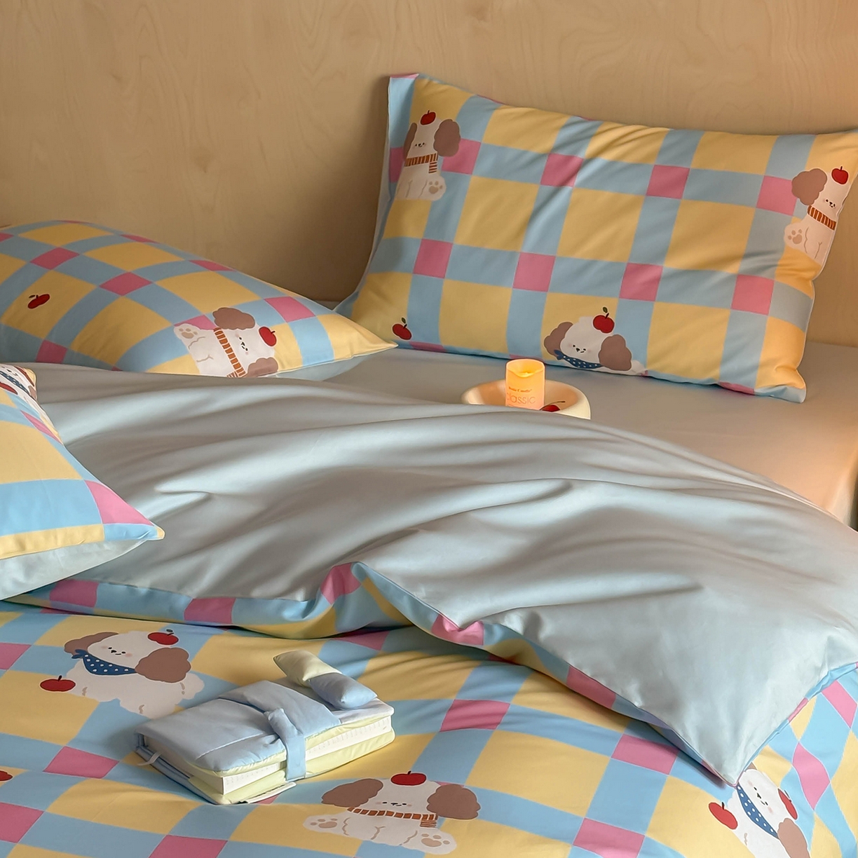 91家纺网 家纺一手货源 找家纺 卧趣家纺 2026新款纯棉四件套高级100Pro全棉贡缎卡通四件套 米拉