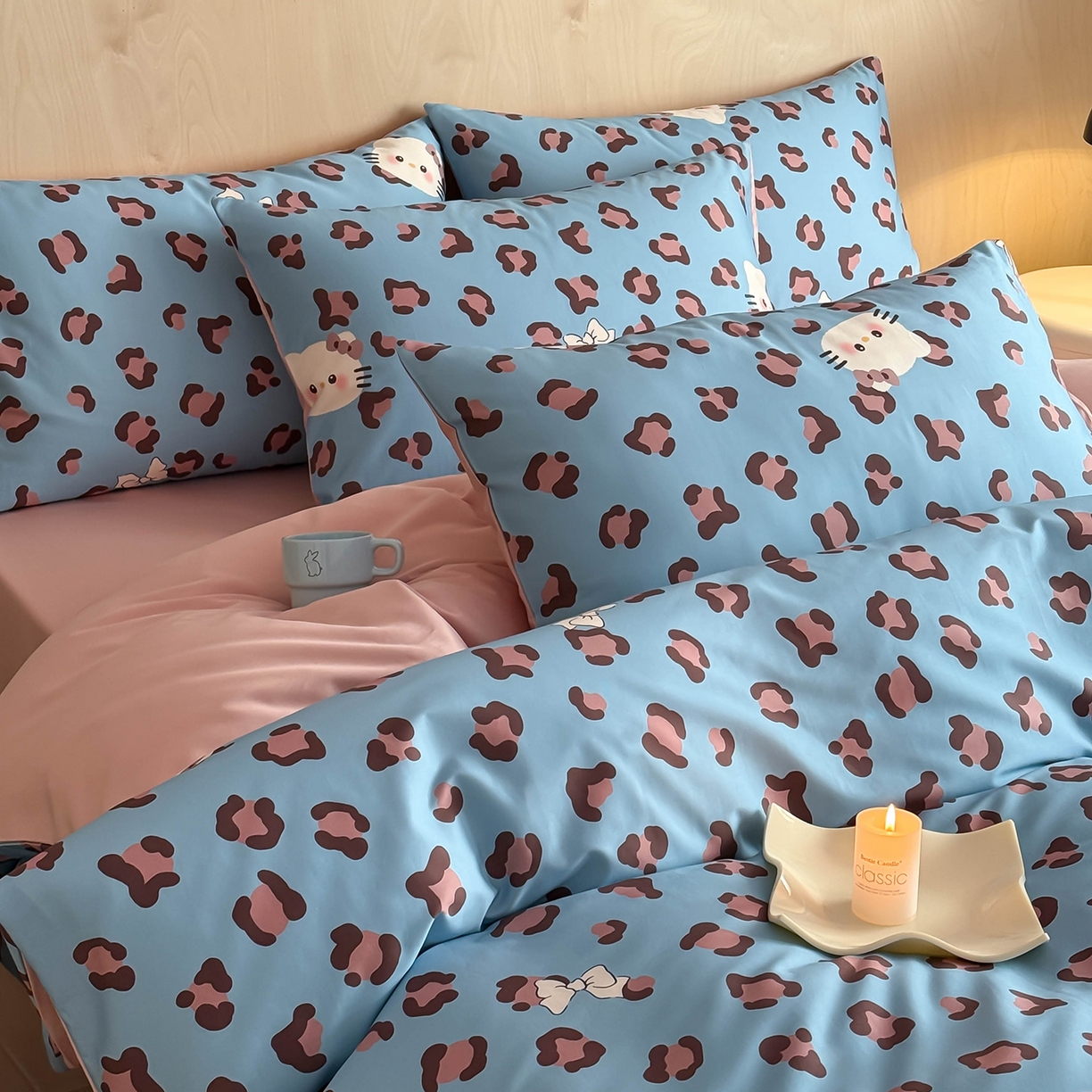 91家纺网 家纺一手货源 找家纺 卧趣家纺 2026新款纯棉四件套高级100Pro全棉贡缎卡通四件套 奥利奥-兰