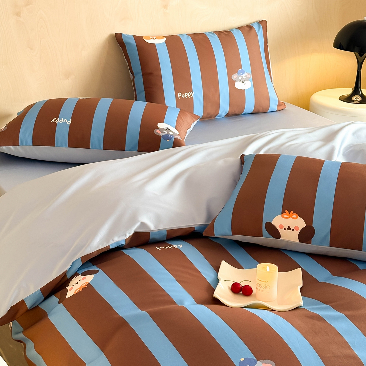 91家纺网 家纺一手货源 找家纺 卧趣家纺 2026新款纯棉四件套高级100Pro全棉贡缎卡通四件套 恬悠