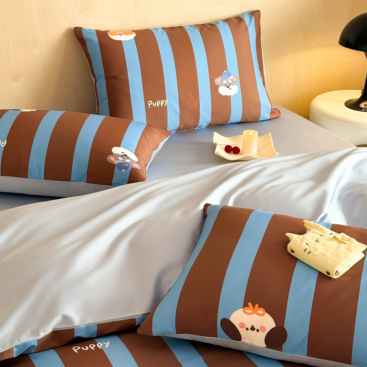 91家纺网 家纺一手货源 找家纺 卧趣家纺 2026新款纯棉四件套高级100Pro全棉贡缎卡通四件套 恬悠