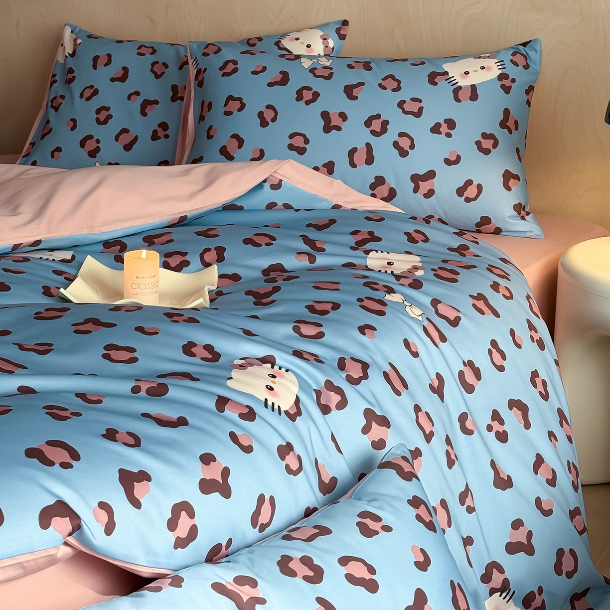 91家纺网 家纺一手货源 找家纺 卧趣家纺 2026新款纯棉四件套高级100Pro全棉贡缎卡通四件套 奥利奥-兰