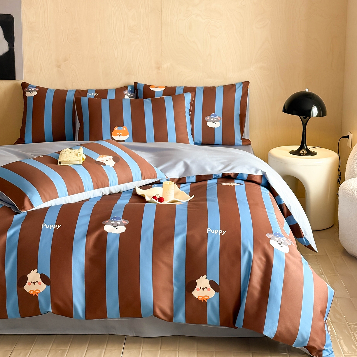 91家纺网 家纺一手货源 找家纺 卧趣家纺 2026新款纯棉四件套高级100Pro全棉贡缎卡通四件套 恬悠