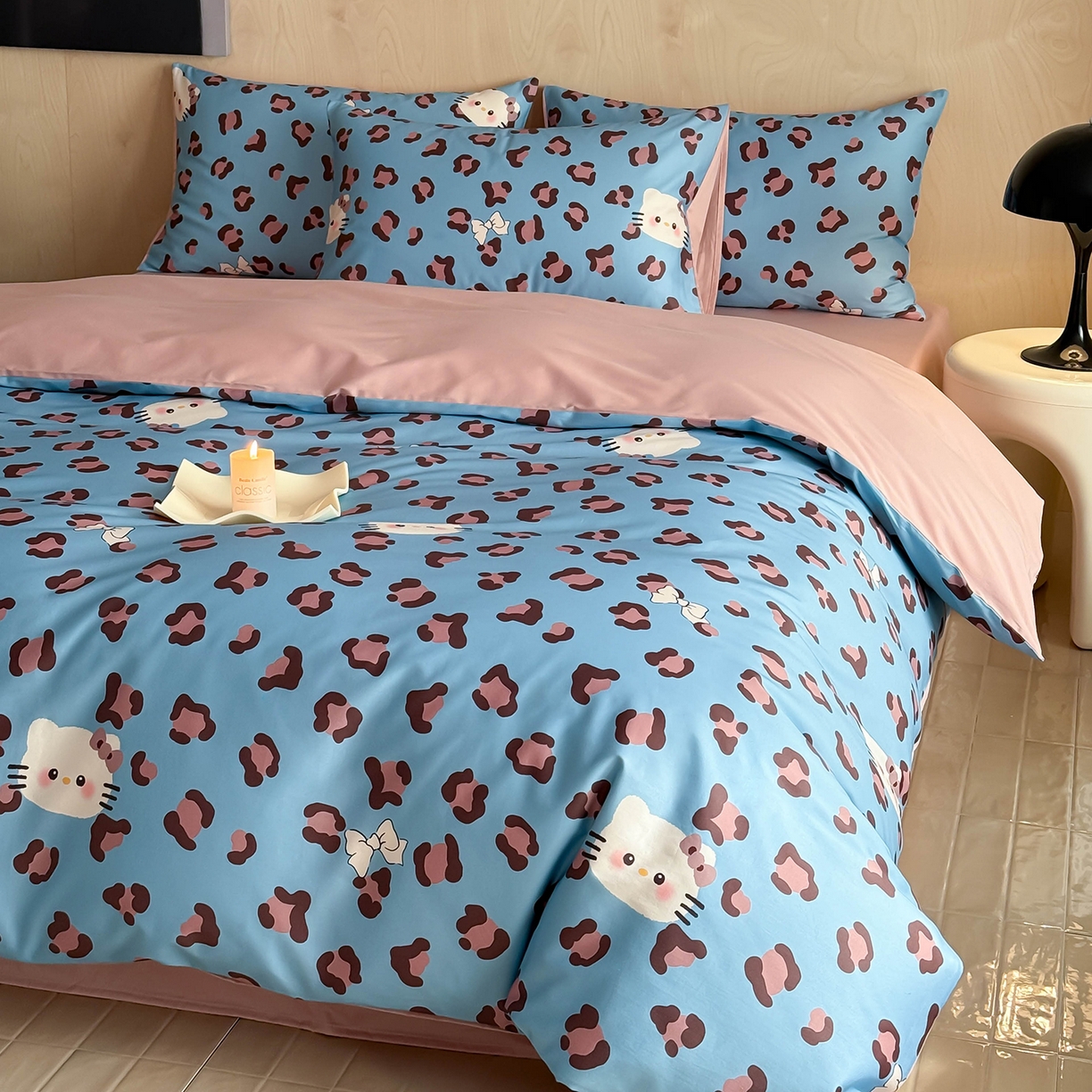 91家纺网 家纺一手货源 找家纺 卧趣家纺 2026新款纯棉四件套高级100Pro全棉贡缎卡通四件套 奥利奥-兰