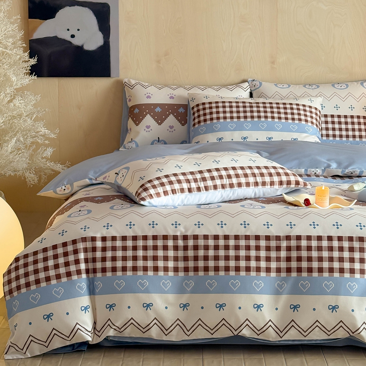 91家纺网 家纺一手货源 找家纺 卧趣家纺 2026新款纯棉四件套高级100Pro全棉贡缎卡通四件套 菲格拉